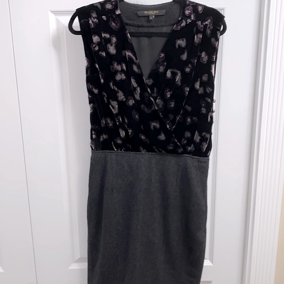 ♥️Rachel Roy Signature| Charcoal Velvet Herringbone Tweed Dress - sz 6 - Picture 3 of 10